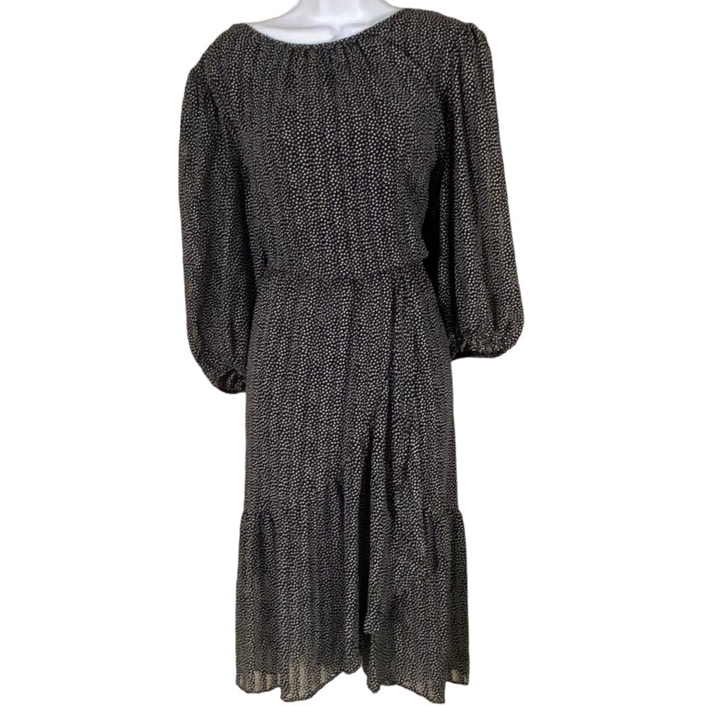 Taylor Black and White Micro Polka Dot dress Sz 24